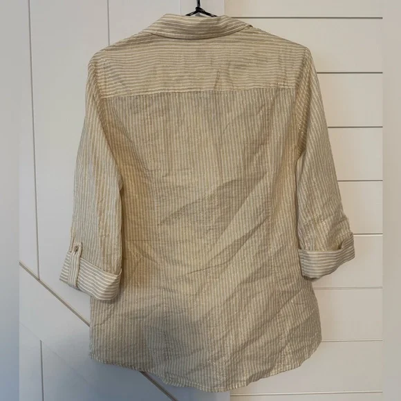 Anne Klein Gold and Cream Striped Top - Picture 6 of 9